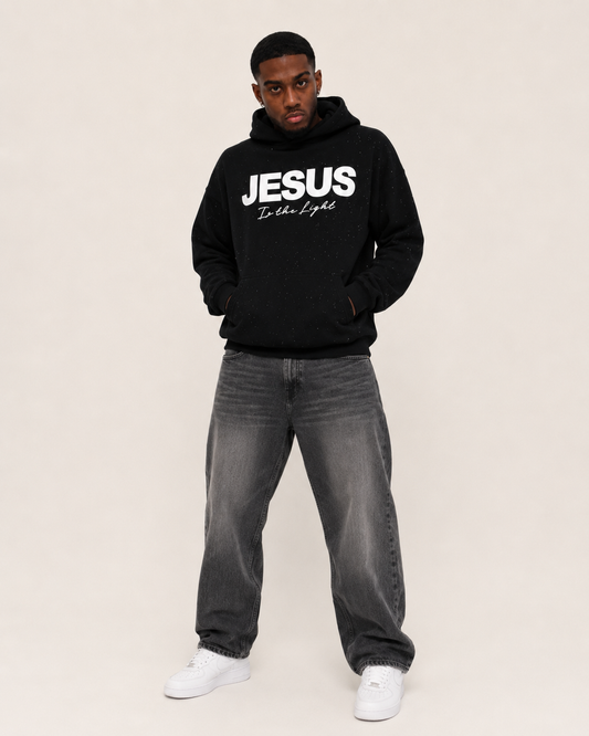 Novael Jesus is The Light Rhinestone Hoodie