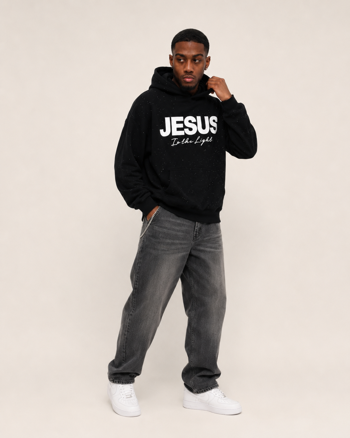 Novael Jesus is The Light Rhinestone Hoodie