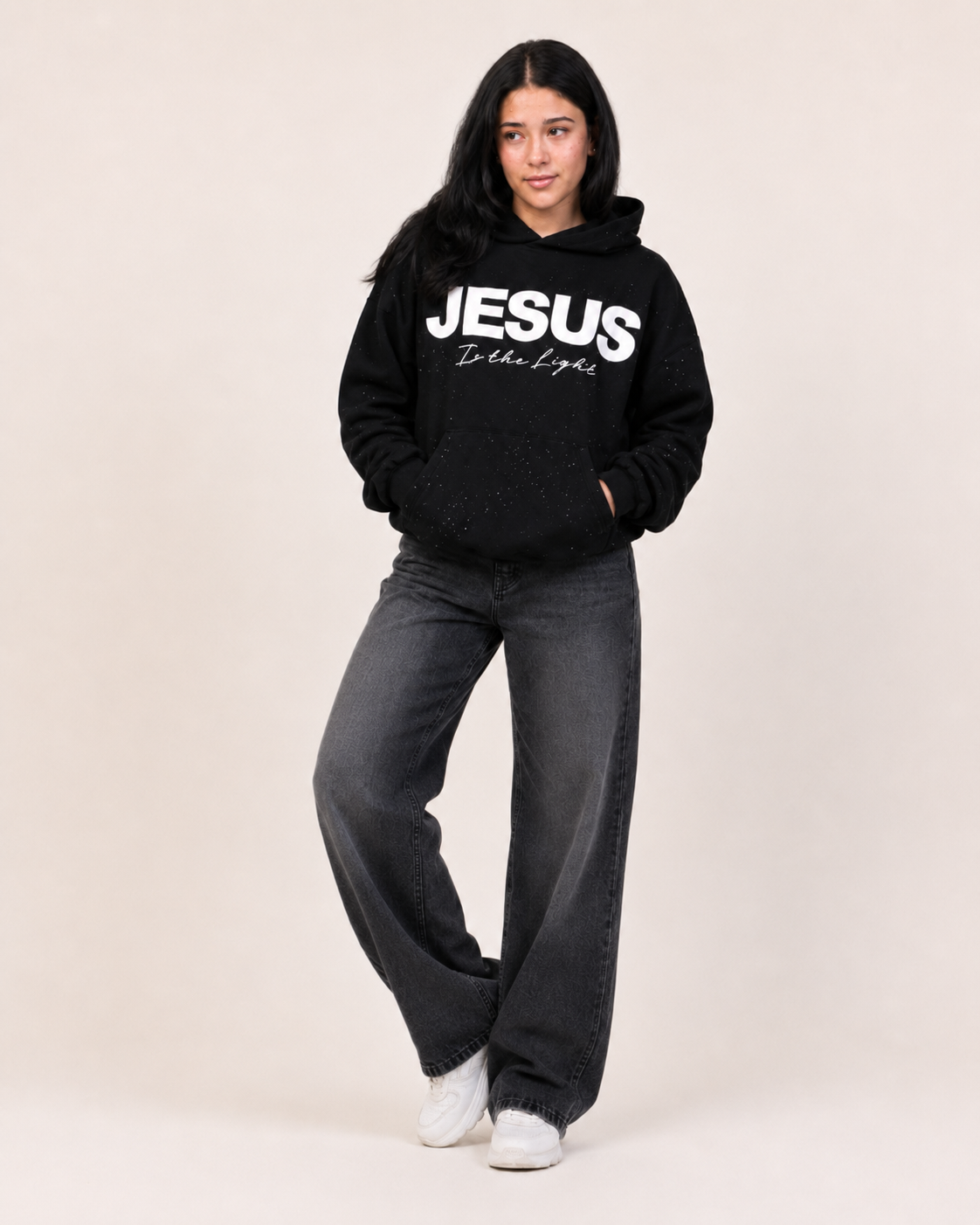 Novael Jesus is The Light Rhinestone Hoodie