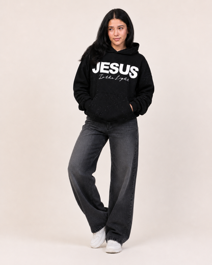 Novael Jesus is The Light Rhinestone Hoodie