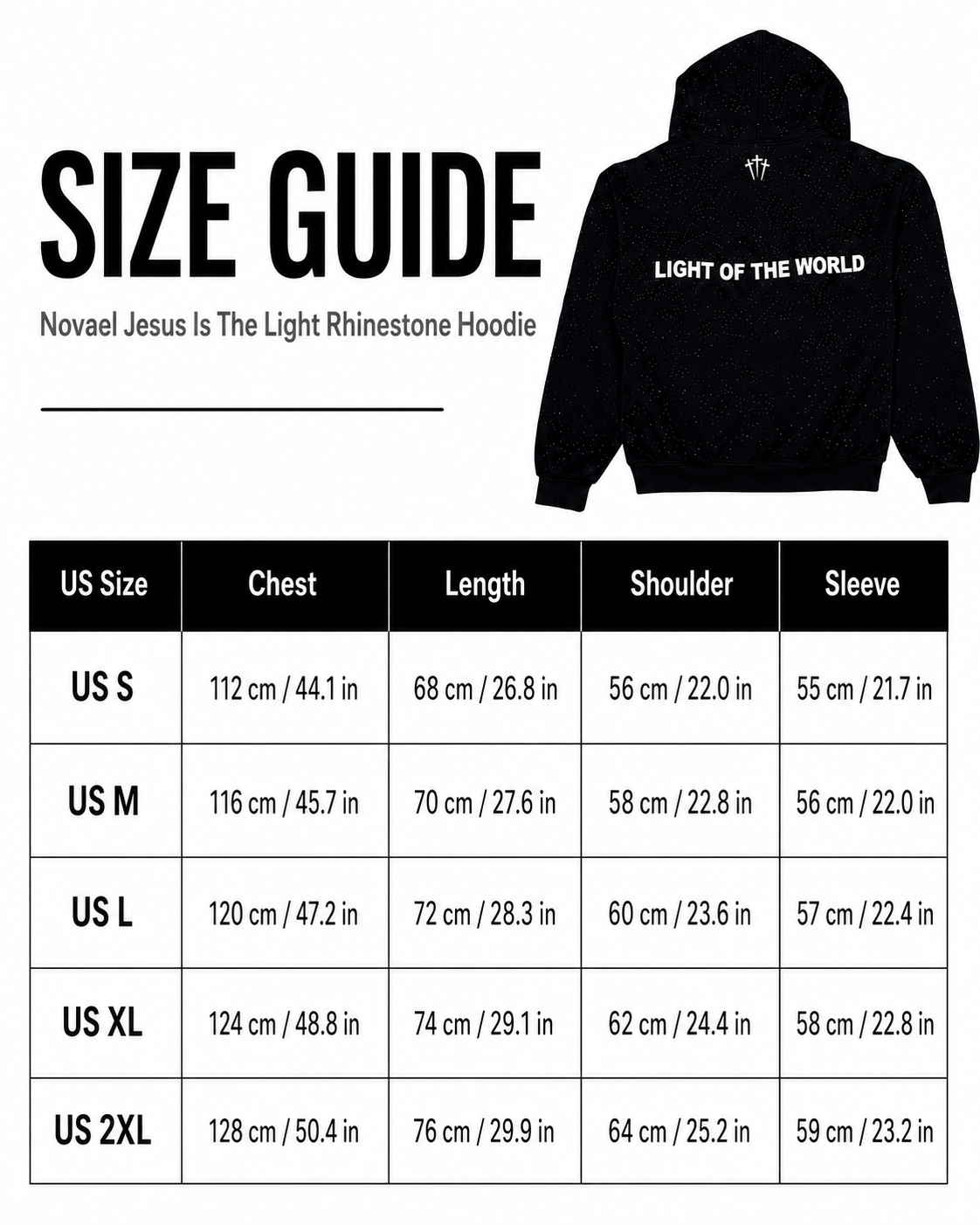 Novael Jesus is The Light Rhinestone Hoodie